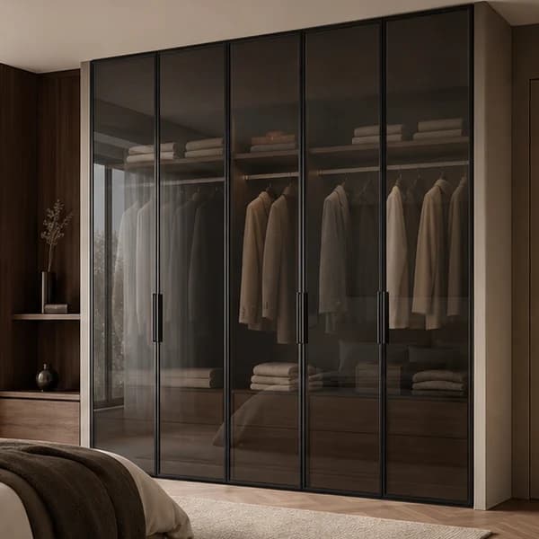 Dyer garderobe me xham të tymosur gri